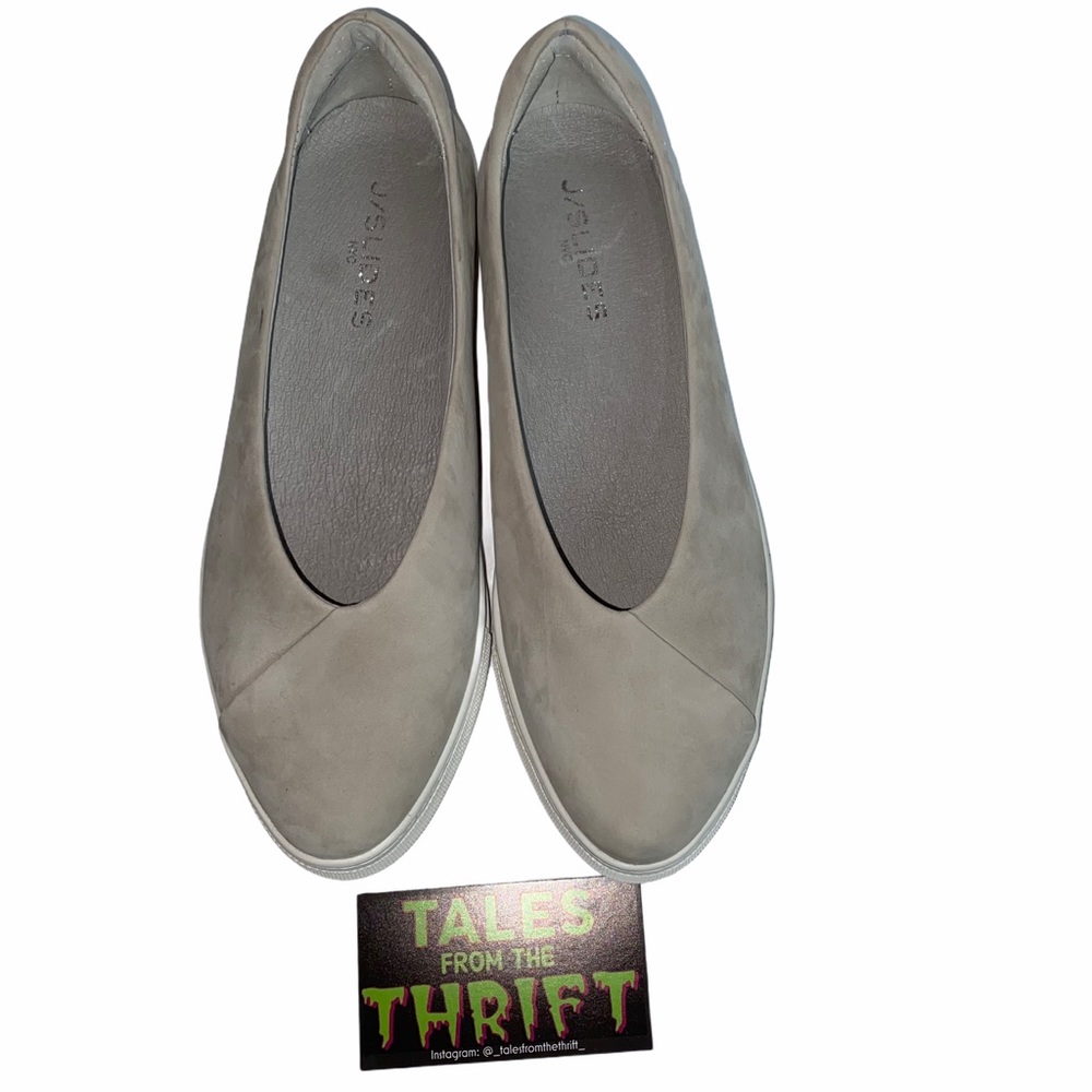 J/Slides Felecia Light Gray Nubuck Leather Slip On
